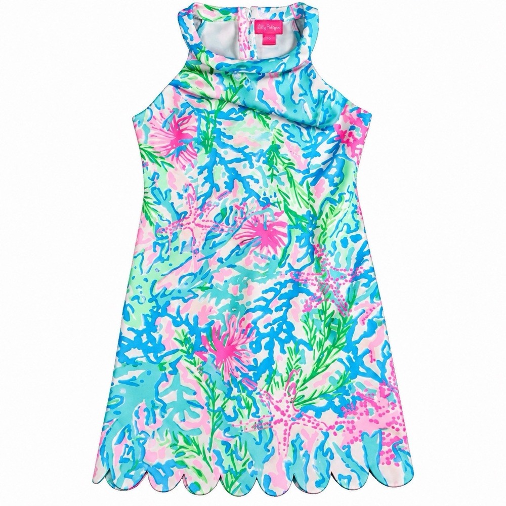 lilly pulitzer sophelia shift coral bay dress youth size 12